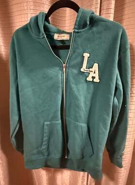 💲No Comment NY-LA Women's Teal Blue 'LA Varsity League' Full-Zip Hoodie